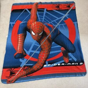 Vintage Marvel Spiderman 2 Movie Fleece Throw/Blanket 2003 - 52"x 48"